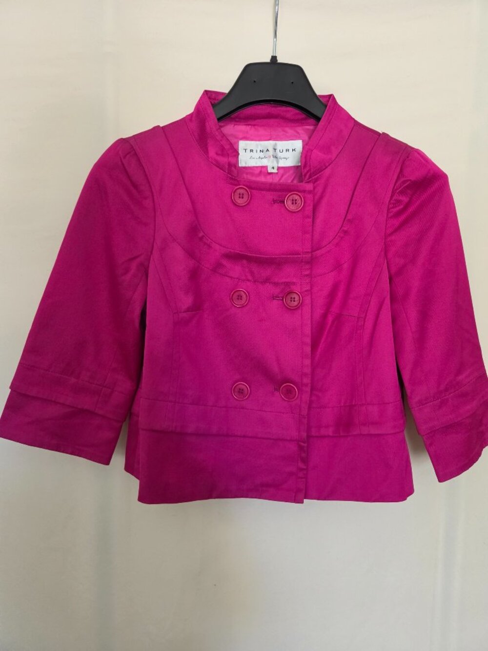 Vintage Y2K Trina Turk Fuchsia Cropped Jacket Size 4
